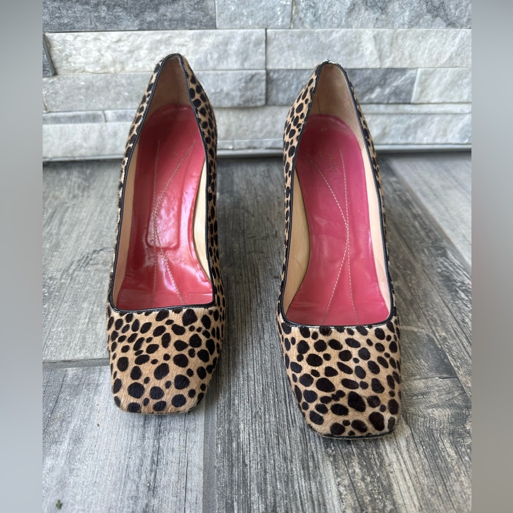 Kate Spade Leopard Print (Calf Hair) Block  Fall Heels Made in Italy  Size 9B - Picture 4 of 10